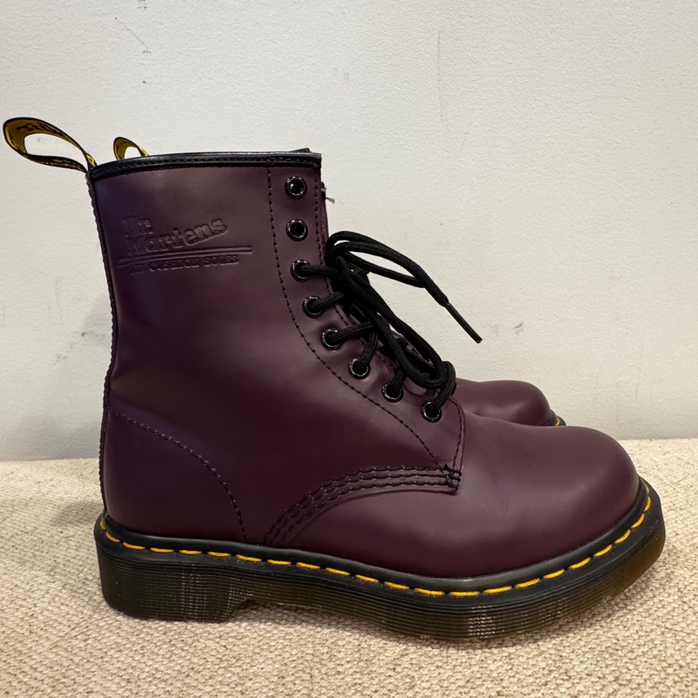 Dr. Martens Cherry Red 1460 Combat Boots - Picture 6 of 8